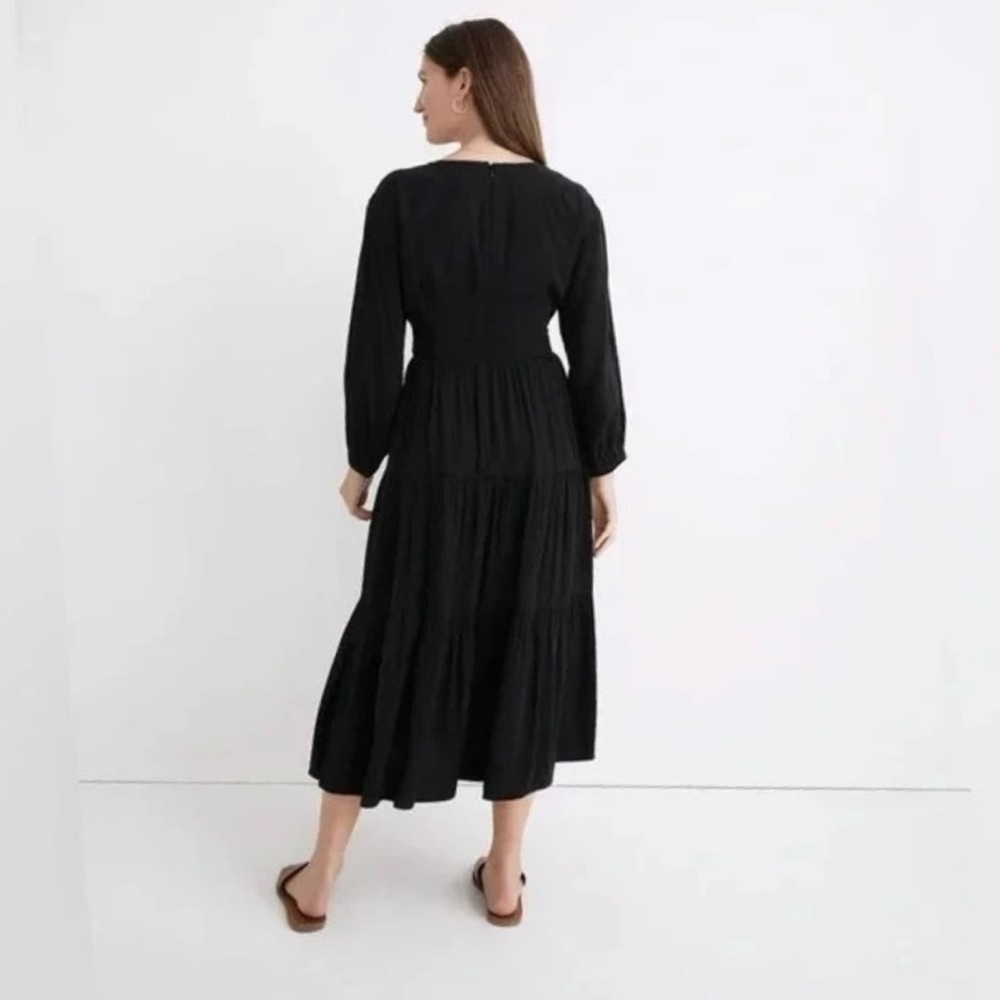 Madewell Lusterweave Black Long Sleeve Tiered Whimsigoth Cut Out Dress Sz 8 NWT - Picture 4 of 16